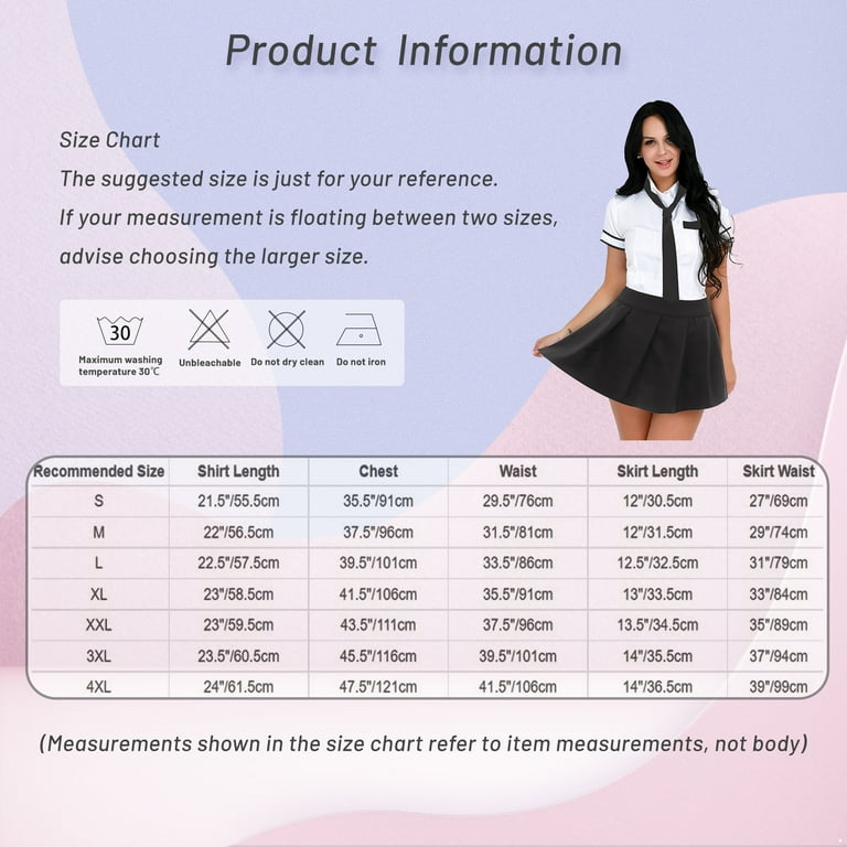 YONGHS Women's School Uniform Schoolgirl Cosplay Costume Shirt with Mini  Pleated Plaid Skirts Tie Set Pink XXL