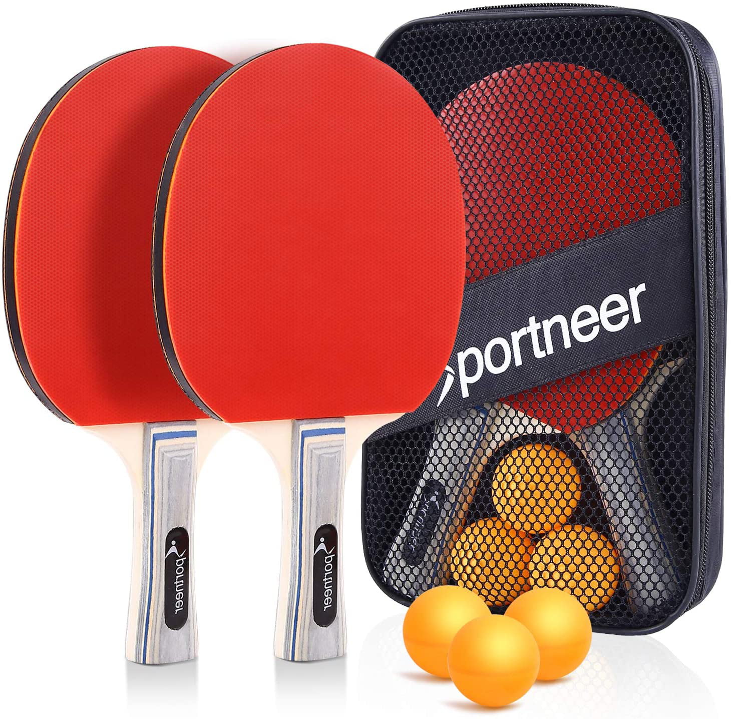 All-in-1 Portable Ping Pong Paddle Set with Retractable Net Table for Anywhere 2 Table Tennis Paddles/Rackets 3-Star Balls Portable Storage Carrying Case Control Spin Indoor Outdoor Play