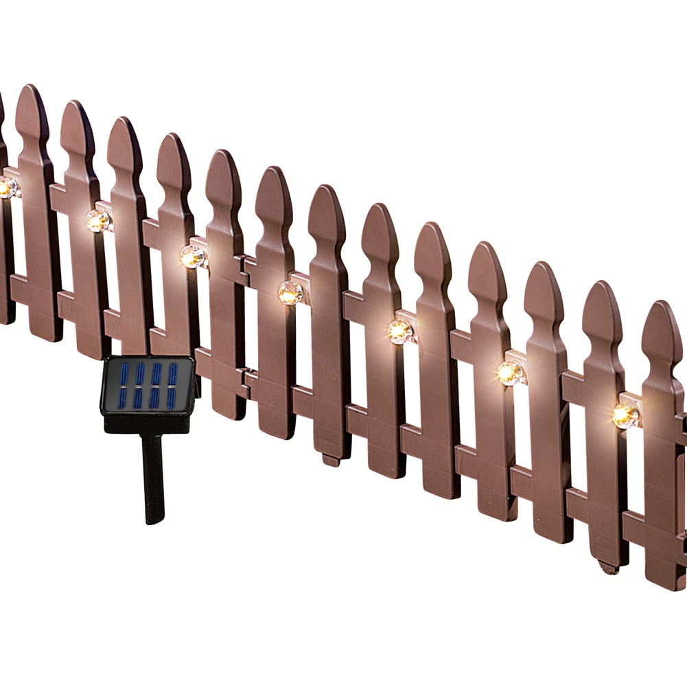 Solar Border Fence Panels Set Of 4, Brown by Collections Etc