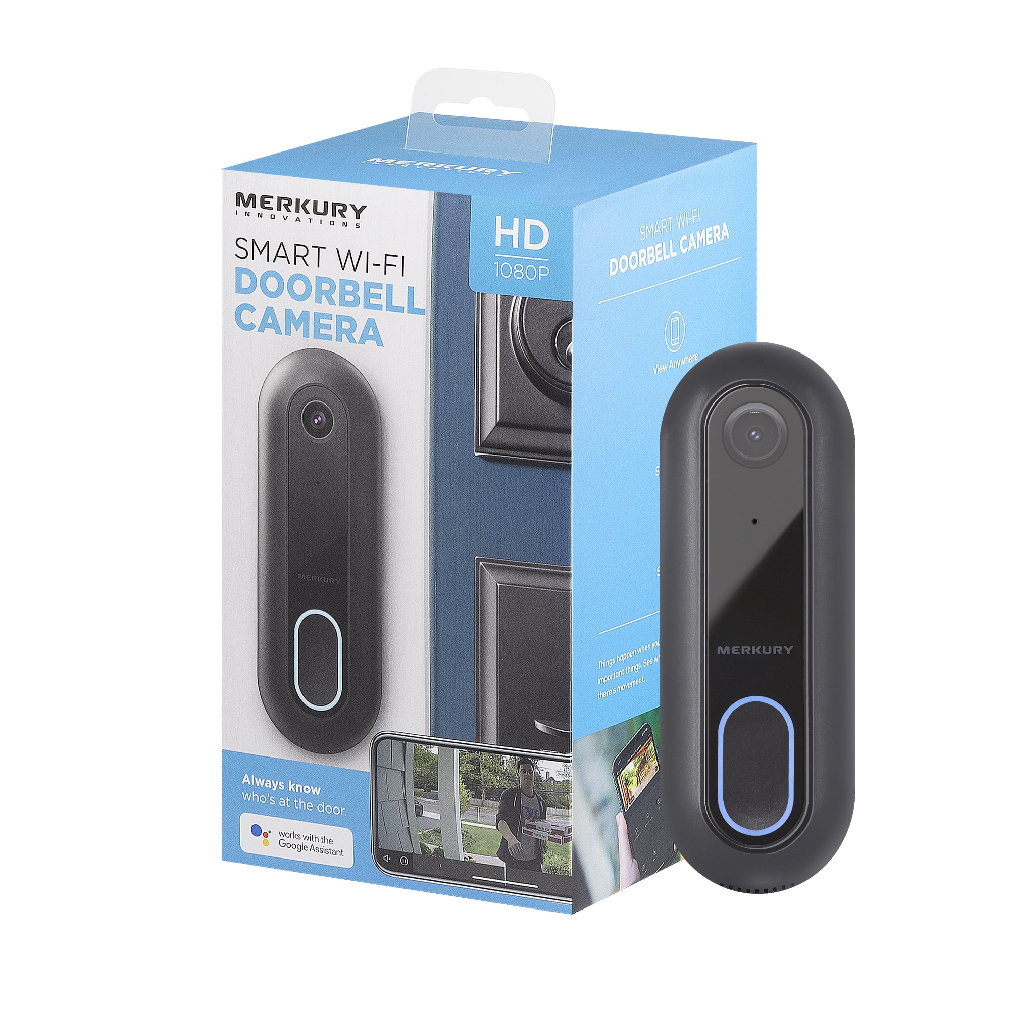 Merkury Innovations Smart Doorbell Camera, 1080p, Requires 2.4 Ghz Wifi