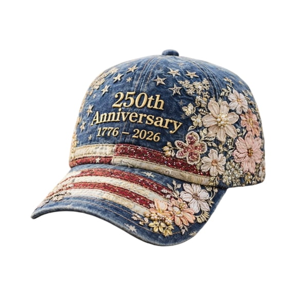 Dresfit 250 Anniversary USA Hat Vintage Country Style Floral American Flag Hat for Men Women B One Size