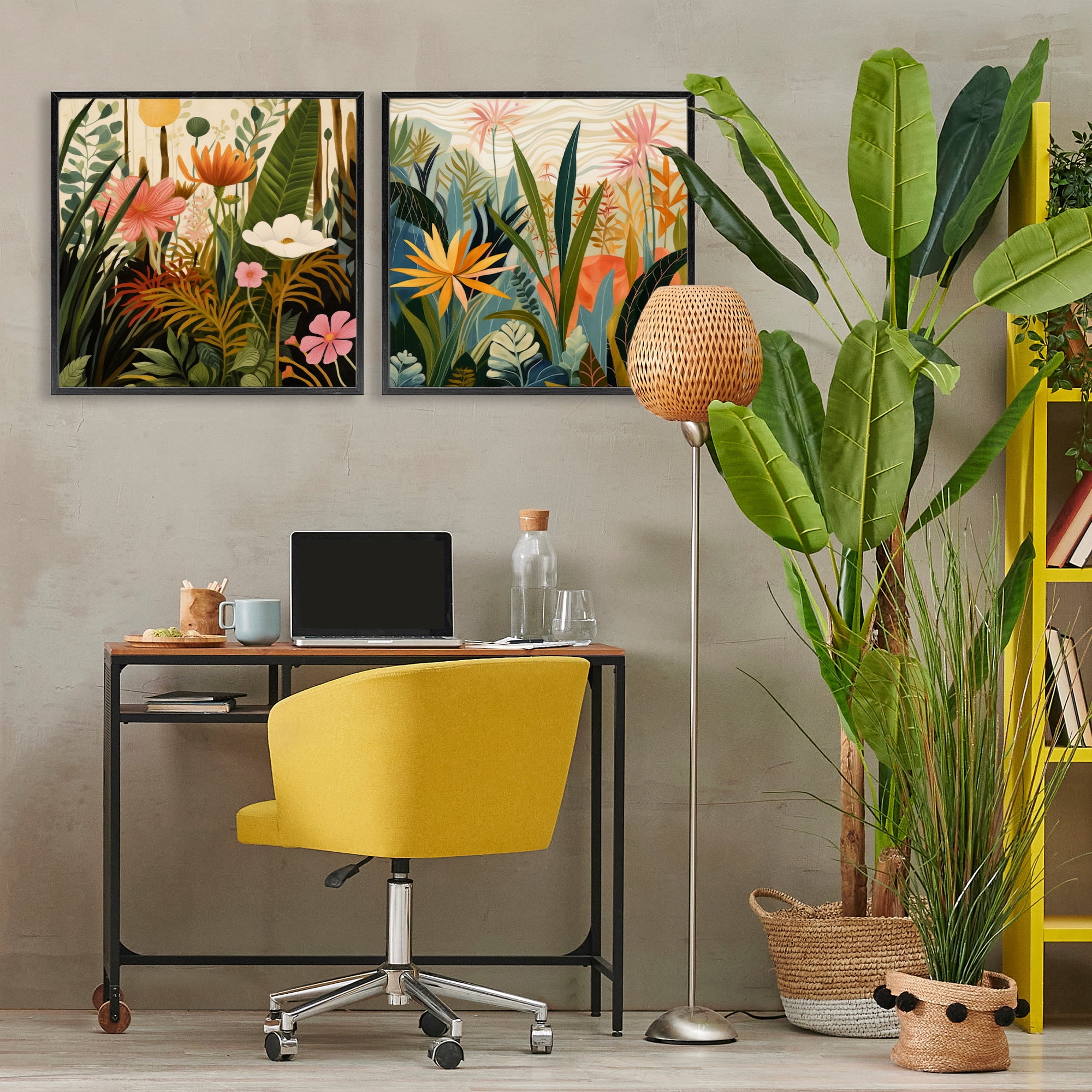 Stupell Industries Botanical Embrace Blooms 2 Piece Black Framed Giclee Art Set, design by Lazar Studio