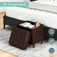 thumbnail image 3 of Folding Storage Ottoman Cube PU Leather Footstool with Wood Legs Ottoman Footrest for Living Room and Bedroom Brown, 15x12.6 x 15.4”, 3 of 6