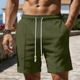 thumbnail image 6 of Hurxie Mens Casual Linen Shorts - 7 inch Elastic Waist Drawstring Summer Beach Vacation Short Army Green,S, 6 of 7