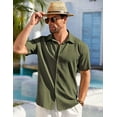 thumbnail image 4 of COOFANDY Mens Casual Button Up Shirt Regular Fit Beach Summer Shirt Short Sleeve Cuban Shirts, 4 of 6