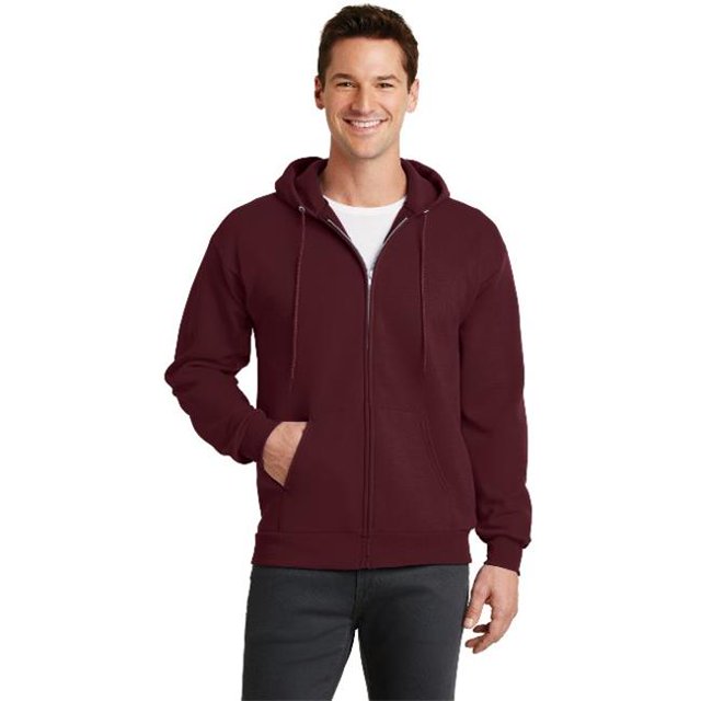 Port & Company PC78ZH Mens Core Fleece Full-Zip Hooded Sweatshirt, Maroon - Medium