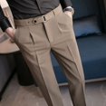 thumbnail image 2 of Pantalones de verano para hombre, corte entallado, 9 pulgadas, corte recto, elástico, para negocios, para uso social, para traje masculino, con trenzas, elásticos, formales, económicos, 2 of 5