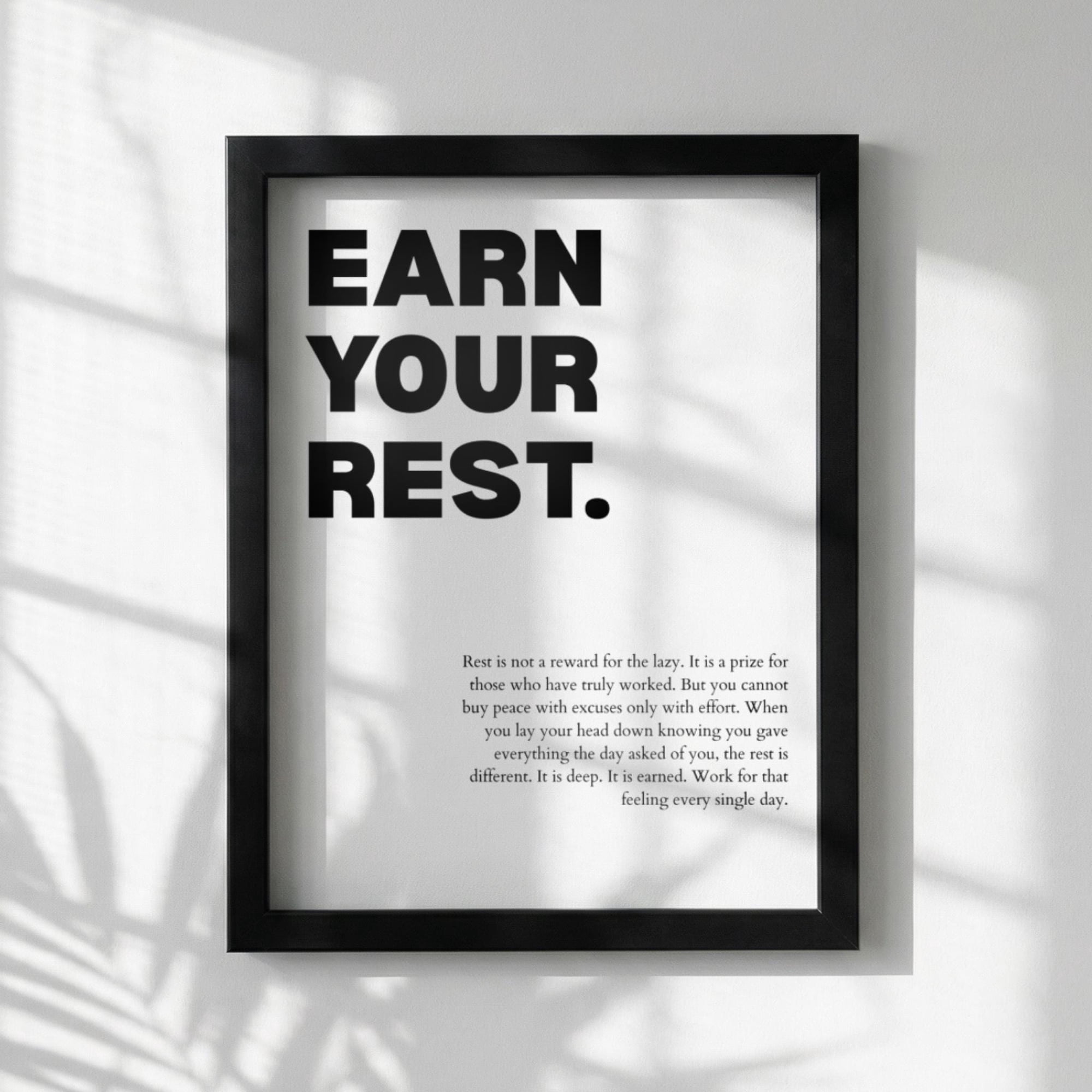 Earn Your Rest Poster Powerful Motivational Wall Art Inspirational Success Quote Modern Office Decor Poster Print Only