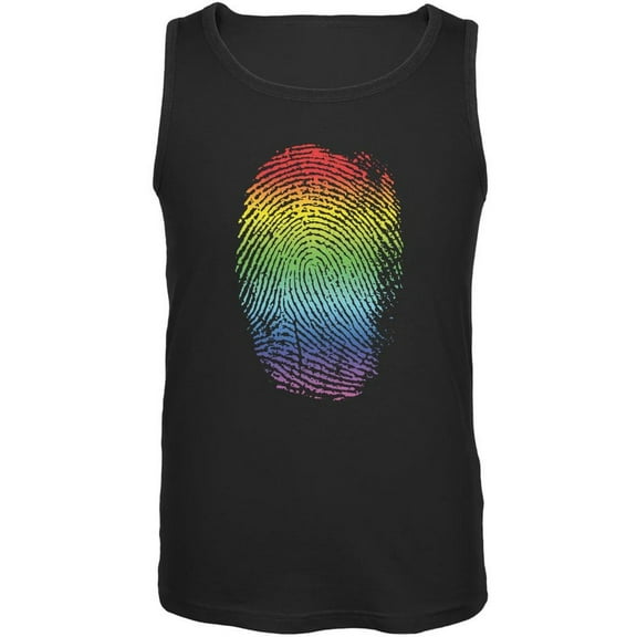 LGBT Gay Pride Rainbow Thumbprint Black Adult Tank Top - X-Large