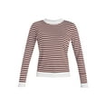 thumbnail image 4 of Time and Tru Women's Stripe Pointelle Rib Sweater with Long Sleeves, Lightweight, Sizes XS-XXXL, 4 of 6