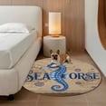 thumbnail image 2 of Vintage Seahorse Round Area Rug 3Ft Washable Small Circle Rugs for Kitchen Entryway, Brown Nautical Anchor Bubbles Coastal Non-Slip Carpet Floor Mats Indoor Outdoor Carpet Runner Aesthetic Home Decor, 2 of 8
