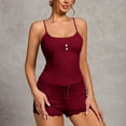 thumbnail image 5 of cfhntfmh Womens Pajama Sets 2 Piece Sleeveless Summer Pjs Ribbed Knit Tank Top and Shorts Solid Color Sleepwear(Wine,X-Large), 5 of 5