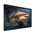 thumbnail image 2 of Designart "Underwater Encounter Shark Attack I" Animals Framed Wall Art Decor - Modern Blue Shark Entryway Framed Wall Art, 2 of 6