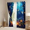 thumbnail image 3 of Homewish Colorful Dreamy Butterfly Curtains Pack of 2 (42x84 Each),Rustic Flower Floral Curtains Blackout,Blue Orange Bedroom Curtains For Kids,Luxury Bedroom Decor, 3 of 6