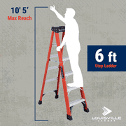 Louisville Ladder 6-Foot Fiberglass Step Ladder, 375-Pound Load Capacity, Type IAA, FS1406HD