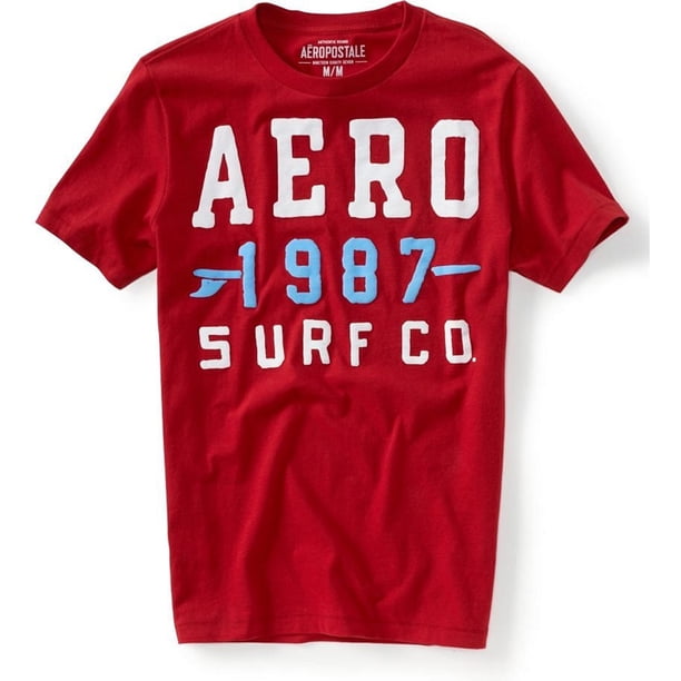 Camiseta gráfica Aeropostale Mens 1987 Surf Co roja pequeña