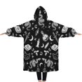 thumbnail image 2 of Oversized Wearable Blanket Hoodie,Black Gothic Cat Snake Moon Pattern Sherpa Blanket Hoodie with Super Pockets,Super Warm Fuzzy Pullover for Women & Men, 2 of 6
