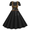 thumbnail image 1 of Puntoco Vestido De Manga Corta Para Mujer Oktoberfest Vestido De Fiesta Con Cuello Redondo Estampado Negro L,Regalos Para Mujer Joven, 1 of 3
