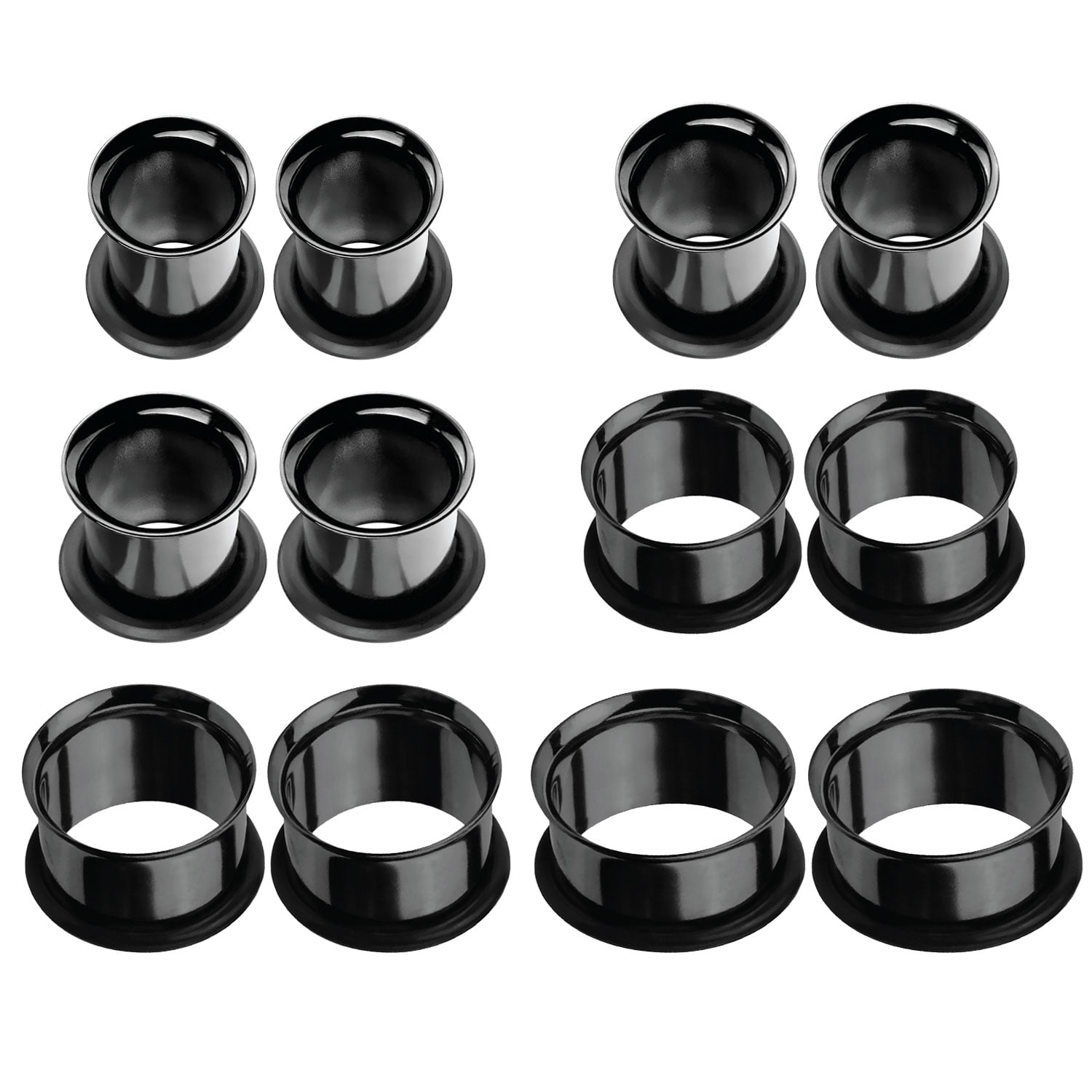 Pair of Ear Plugs Metallic Splatter Black Screw Fit Tunnel 9 Sizes Available 