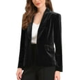 thumbnail image 4 of INSPIRE CHIC Women's Blazer Velvet Shawl Collared Long Sleeve Botton Down Business Cocktail Suit Jackets XL Black, 4 of 6