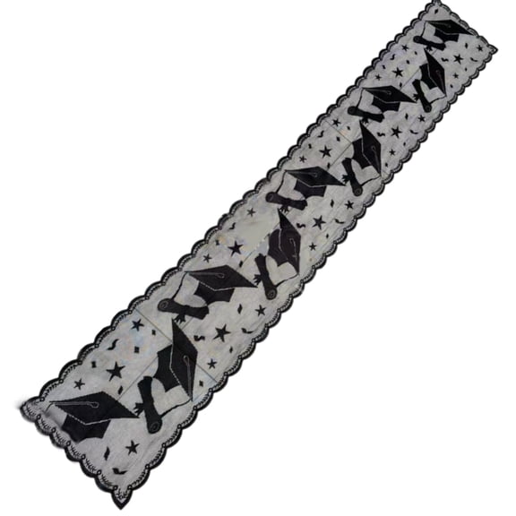 WINDLAND Black Lace Table Runner Graduation Table Cloth Placemat for Graduation Party