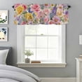 thumbnail image 5 of Flowers Window Valance for Kitchen, Spring Watercolor Colored Floral Linen Texture Rod Pocket Short Curtain for Small Windows, Light Filtering Decorative Valance, 54 x 18 Inch, 5 of 9