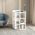 thumbnail image 3 of NEWSENDY Corner Cabinet,9 Cubby Corner with USB Ports and Outlets,3-Tier Corner Storage Cabinetfor Small Space,Wooden Corner Bookshelf for Living Room,White, 3 of 7