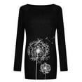 thumbnail image 3 of Top túnica de manga larga para mujer, blusa con estampado Floral de diente de león, camisetas casuales, camisetas, 3 of 4