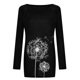 thumbnail image 3 of Top túnica de manga larga para mujer, blusa con estampado Floral de diente de león, camisetas casuales, camisetas, 3 of 4