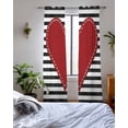 thumbnail image 3 of Valentine's Day Sheer Curtains 63 Inch Length 2 Panels Set for Living Room/Bedroom, Red Love Heart Black Striped Farmhouse Kitchen Curtains Grommet Semi-Sheer Curtains Window Treatments 42"x63"x2, 3 of 7