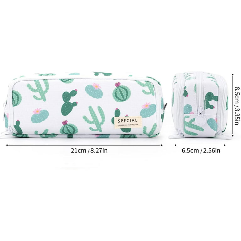 Green Cactus Design Large Pencil Case Big Capacity Pencil Pouch for Te –  MultiBey - For Your Fashion Office