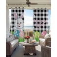 thumbnail image 6 of Bunny Easter Blackout Curtains for Bedroom Living Room Darkening Curtains 84 Inch Length 2 Panels Set Spring Floral Eggs Black White Plaid Window Curtain Window Treatment Grommet Drapes 42"x84", 6 of 9