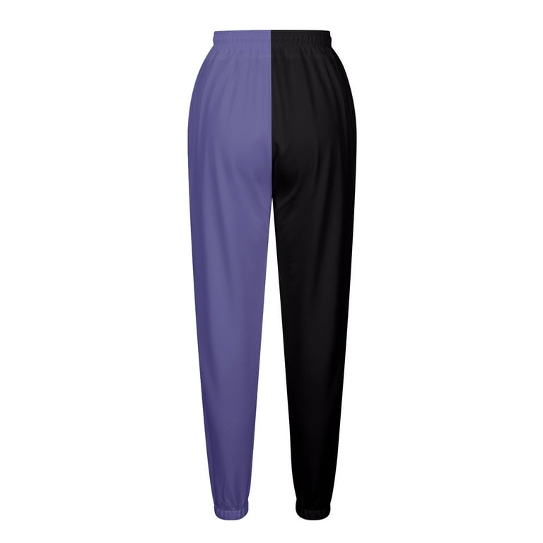 YYDGH Women's Color Block Sweatpants Drawstring Elastic High Waist Joggers  Casual Fall Winter Baggy Trousers with Pockets Purple M