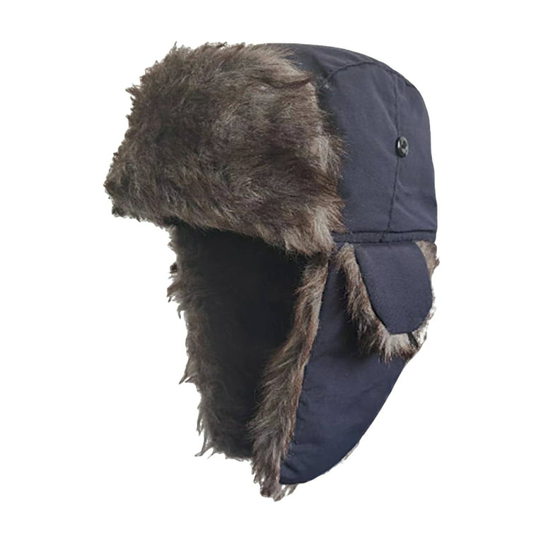 GMMGLT Trooper Trapper Hat Warm Winter Hats Hunting Hat Ear Flaps, Women's, Size: One size, Black