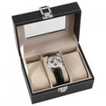 thumbnail image 3 of Caja De Reloj Con 3 Ranuras, Caja De Reloj De Madera De Cuero PU, Organizador De Joyas Con Ventana De Vidrio Transparente, Almohadas Extraíbles Para Relojes Y Colección De Joyas, 3 of 7
