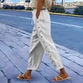 thumbnail image 2 of ManxiVoo Womens Striped Casual Pants Elastic Waist with Side Pockets Cropped Loose Fit Straight Leg Trousers XXXL Size White, 2 of 4