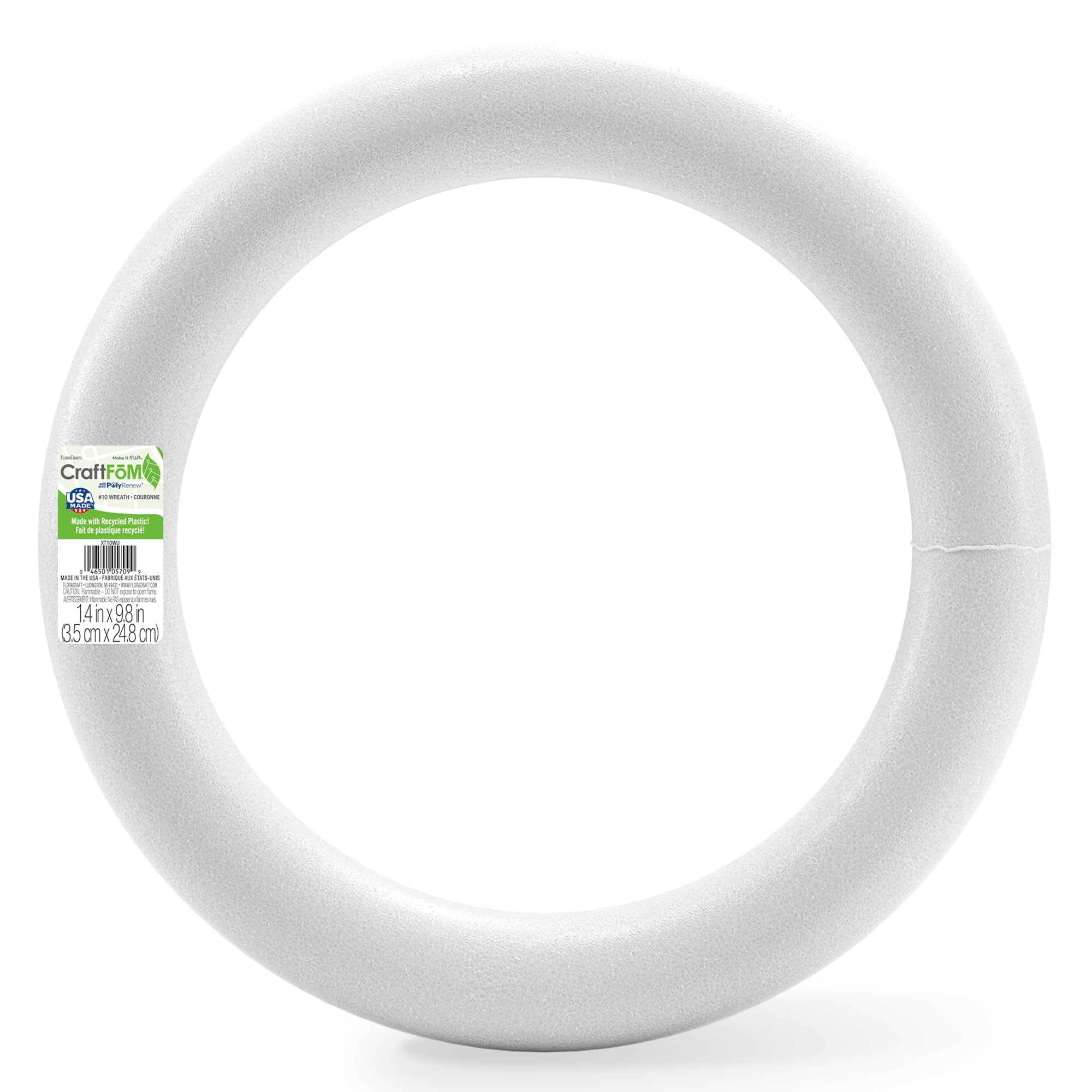 Floracraft White 10"  CraftFōM Extruded Wreath - Decorative Foam for DIY Decoration, Weddings, Birthdays, and Parties - Bulk 24 Pack