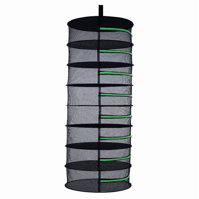 Eco-Friendly 8-Layer Zippered Drying Net - 60CM Diameter Hanging Mesh Rack for Herbs, Fruits, Vegetables, Fish & Dried Foods - Efficient Air Circulation, Compact & Portable