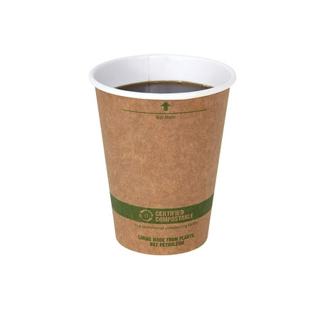 9 Ounce Coffee Cup - World Centric 100% Biodegradable, Paper 12 Ounce Kraft Coffee Hot Cup, 100 Pack