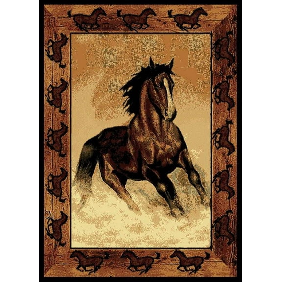 United Weavers Legends Area Rug 910-06930 Stallion Border Black 5' 3" x 7' 2" Rectangle