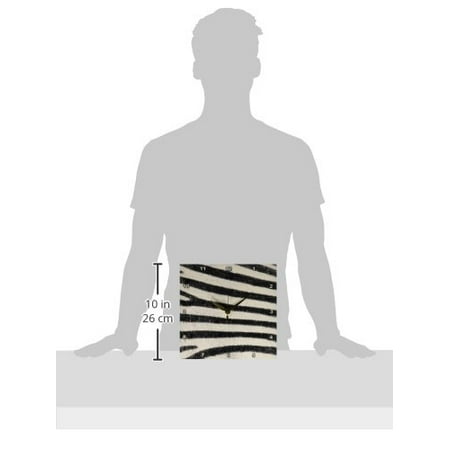 10 Inch Rally Stripes - 3dRose Zebra Horizontal Stripes, Wall Clock, 10 by 10-inch