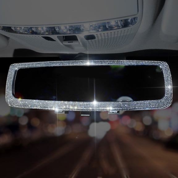 Car Rear View Mirror Accessories With Bling Crystal Diamonds Interior Trim Cover