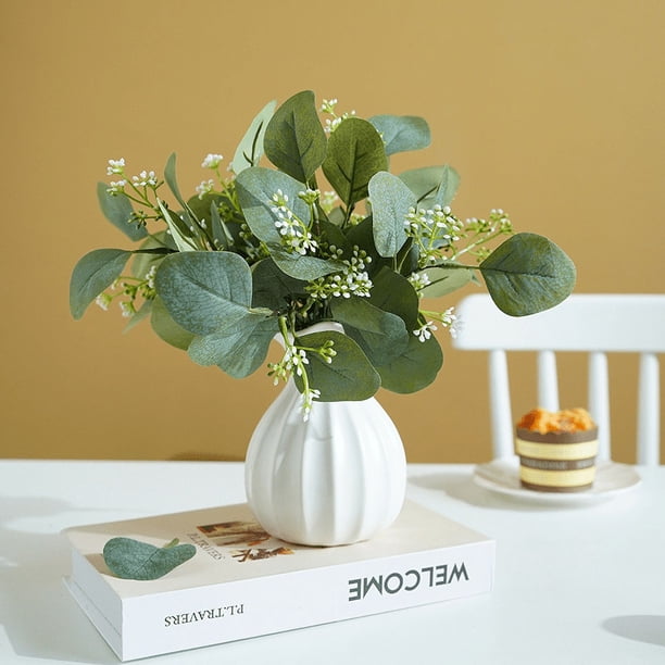 Simulación de una sola rama de pulpa peluda, hoja de dinero, decoración del hogar, simulación de hoja de eucalipto, flor, simulación de hoja de eucalipto, planta