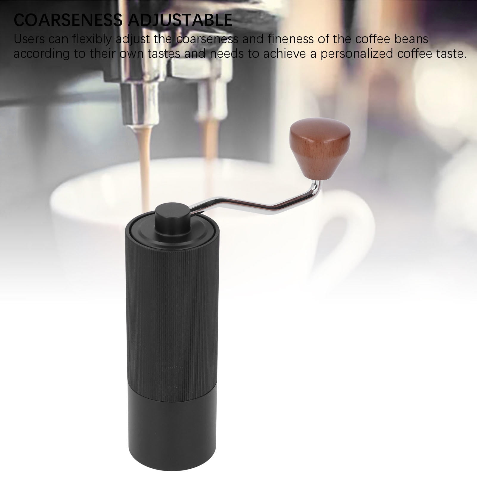 YAHHU Portable Manual Coffee Grinder – Aluminum Alloy & Stainless Steel Core, Adjustable Coarseness, Ideal for Travel & Camping