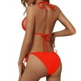 thumbnail image 5 of Women Triangle Bikini Sets String Halter Bathing Suits Sexy Two Piece Swimsuits Tie Side Bottom Saffron S, 5 of 7