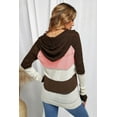 thumbnail image 3 of Chandails à Capuche en Tricot de Couleur pour Femmes à Manches Longues et Col Rond Pull Pull-Over (Gris-2XL), 3 of 7