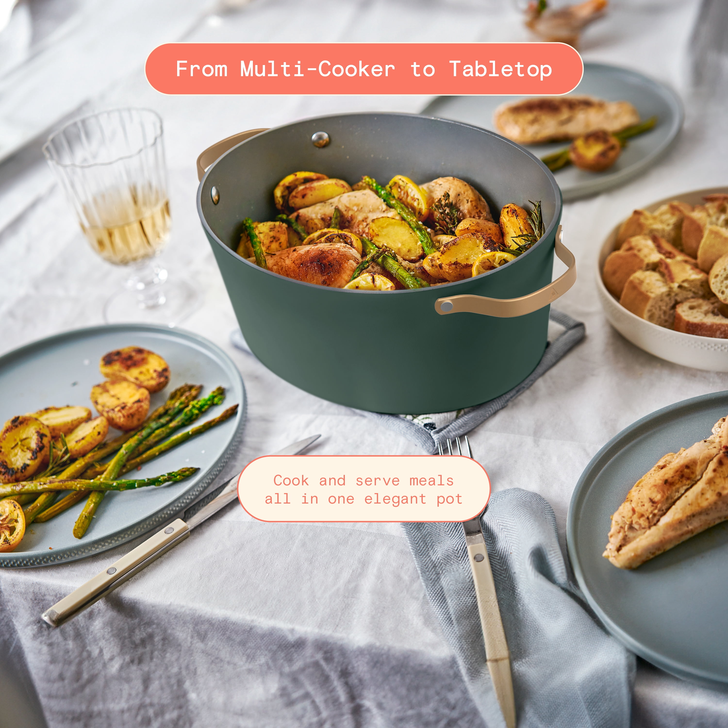 Beautiful 10 in 1, 6 Qt Electric Multi-Cooker, Thyme Green by Drew Barrymore