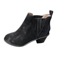 thumbnail image 2 of POROPL Ankle Boots for Women Low Heel Chunky Suede Retro Denim Shoes,Boots for Women Size 5.5, 2 of 7
