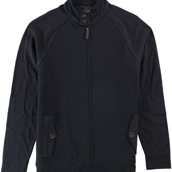 Tasso Elba Mens Quilted Knit Jacket, Blue, XX-Large
