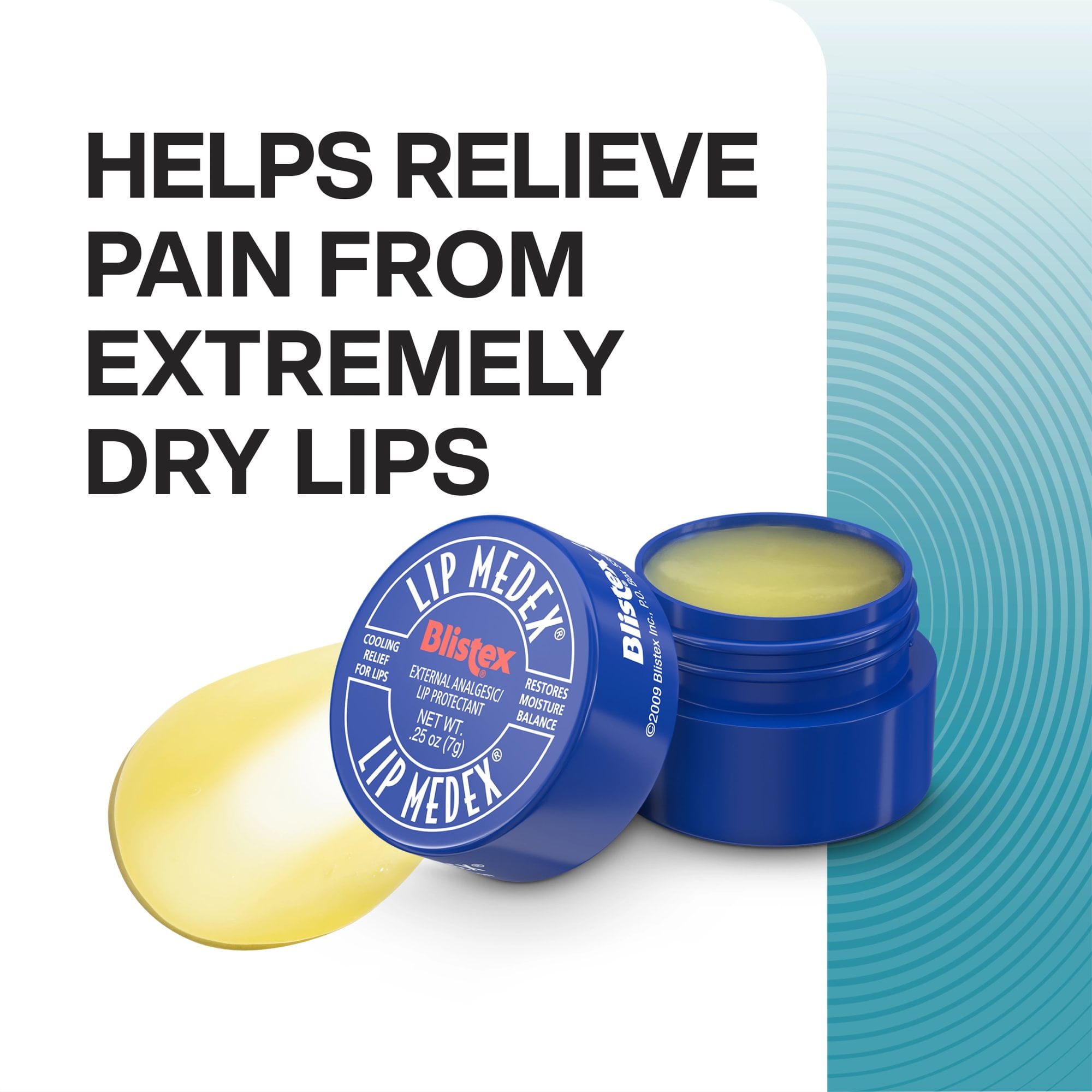 (2 pack) Blistex Lip Medex, Lip Protectant/External Analgesic, Relieves Sore Lips & Restores Moisture Balance, 0.25 Ounce Jar - 3 Count